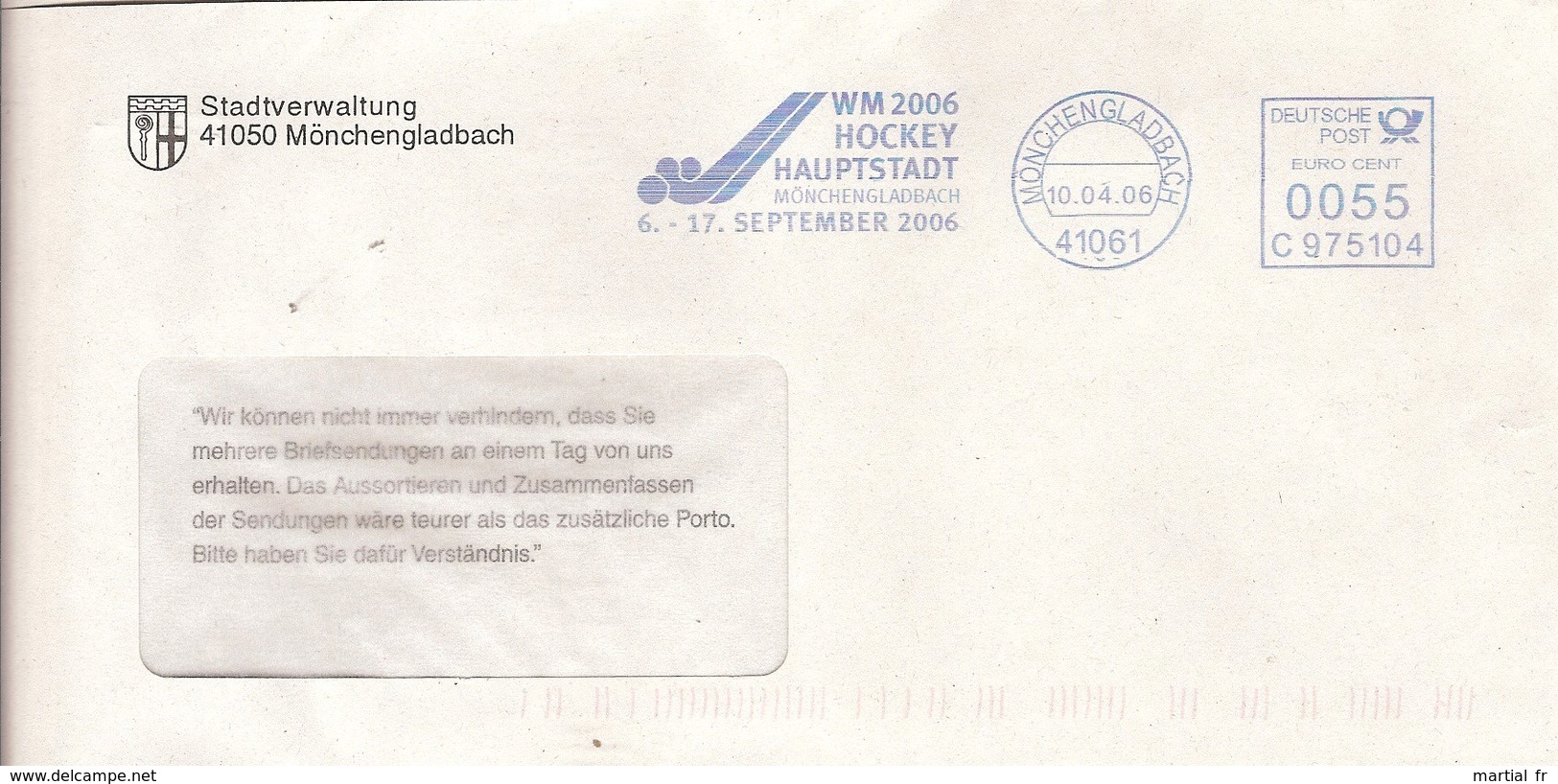 EMA ALLEMAGNE DEUTSCHLAND HOCKEY SUR GAZON COUPE DU MONDE CUP POKAL WELTMEISTERSCHAFTEN Feldhockey 2006 MONCHENGLADBACH - Hockey (su Erba)