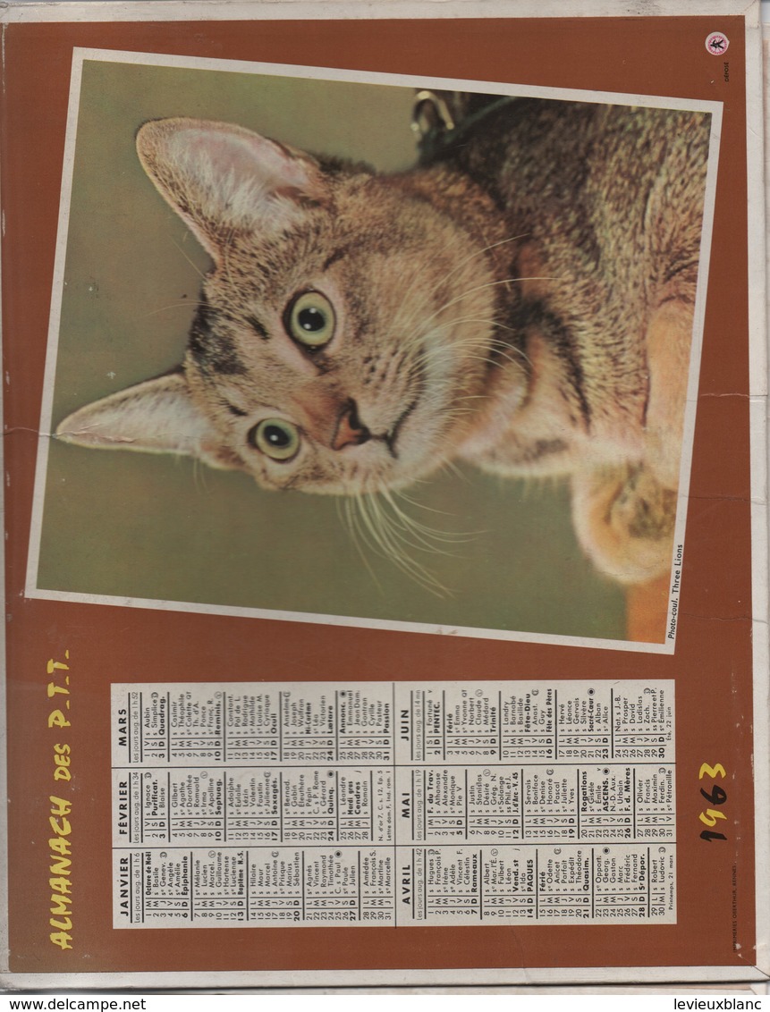 Almanach Des PTT/ Corréze/ Chat  Et Cheval / Oberthur/ Rennes / 1963       CAL396 - Grand Format : 1961-70