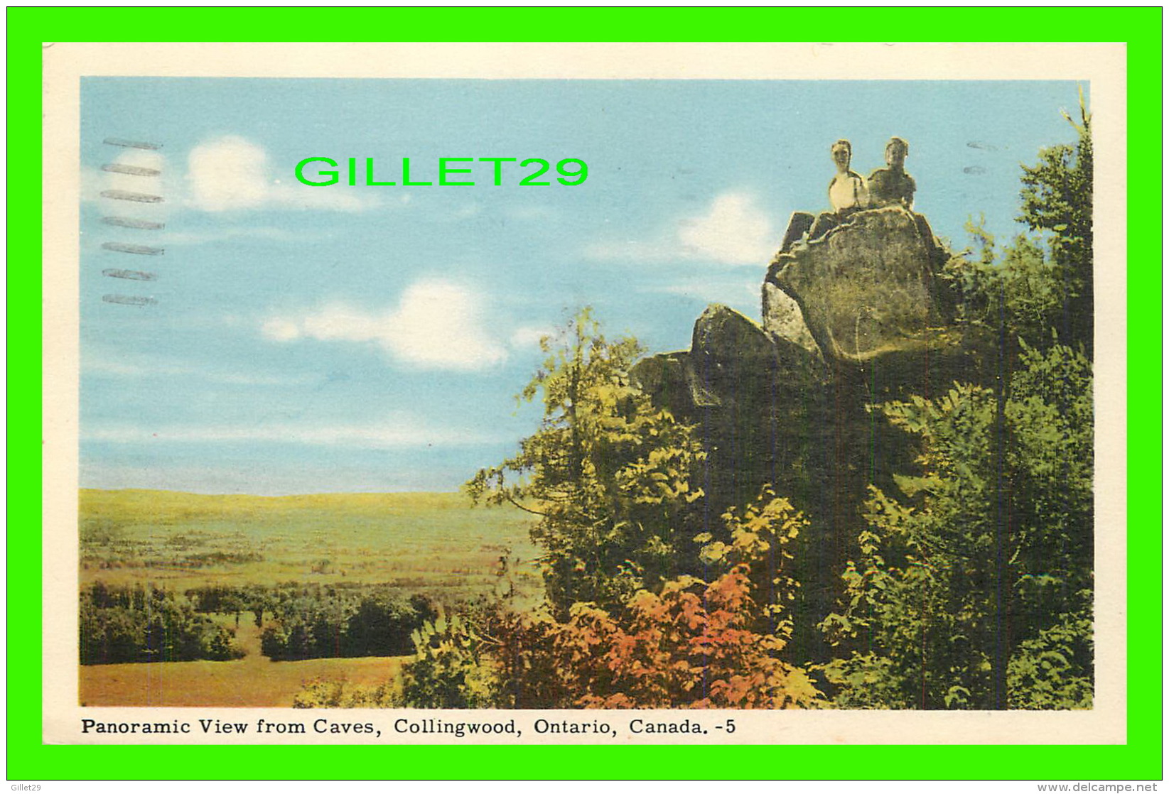 COLLINGWOOD, ONTARIO - PANORAMIC VIEW FROM CAVES - ANIMATED WITH PEOPLES - TRAVEL IN 1956 - - Autres & Non Classés