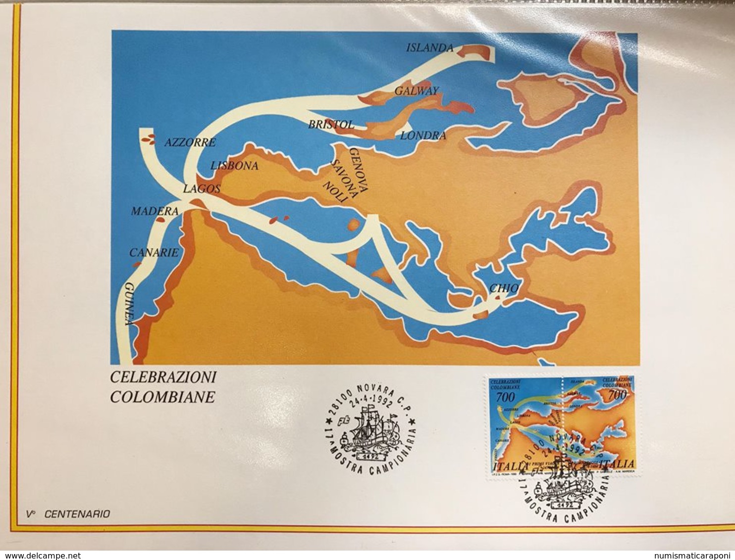 5° Centenario Della Scoperta Dell'America 1492-1992 Celebrazioni Colombiane Italia Usa Spagna Portogallo 41 Es. - Emissioni Congiunte