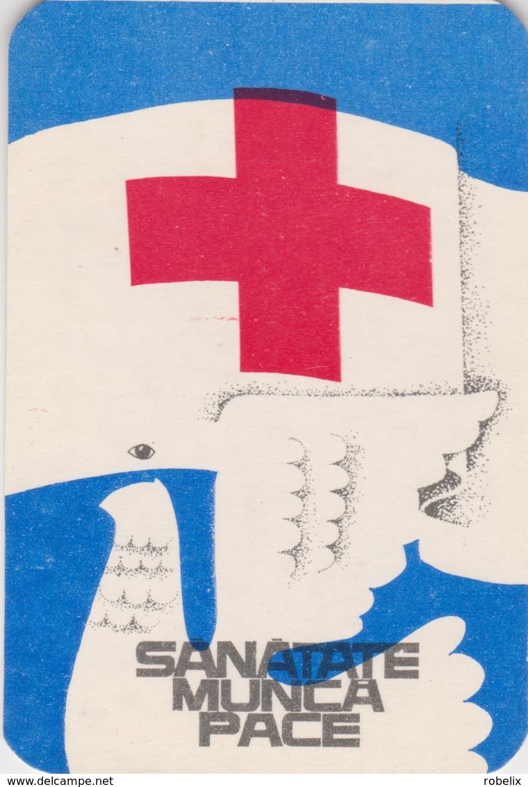 CALENDARS - ROMANIA 1983  Red Cross - Croix Rouge -Rotes Kreuz  - Dove Of Peace (7 X 10 Cm) -2 Scans - Tamaño Pequeño : 1981-90