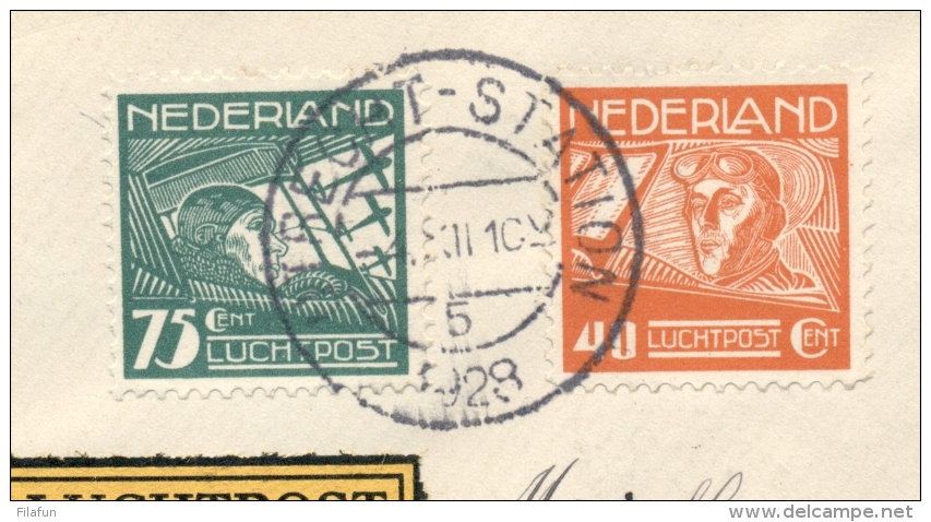 Nederlands Indië - 1928 - 27,5 Cent Veth Met Roltanding Op R-Cover Met 6e KLM Proefvlucht Van Utrecht Naar Madioen - Nederlands-Indië