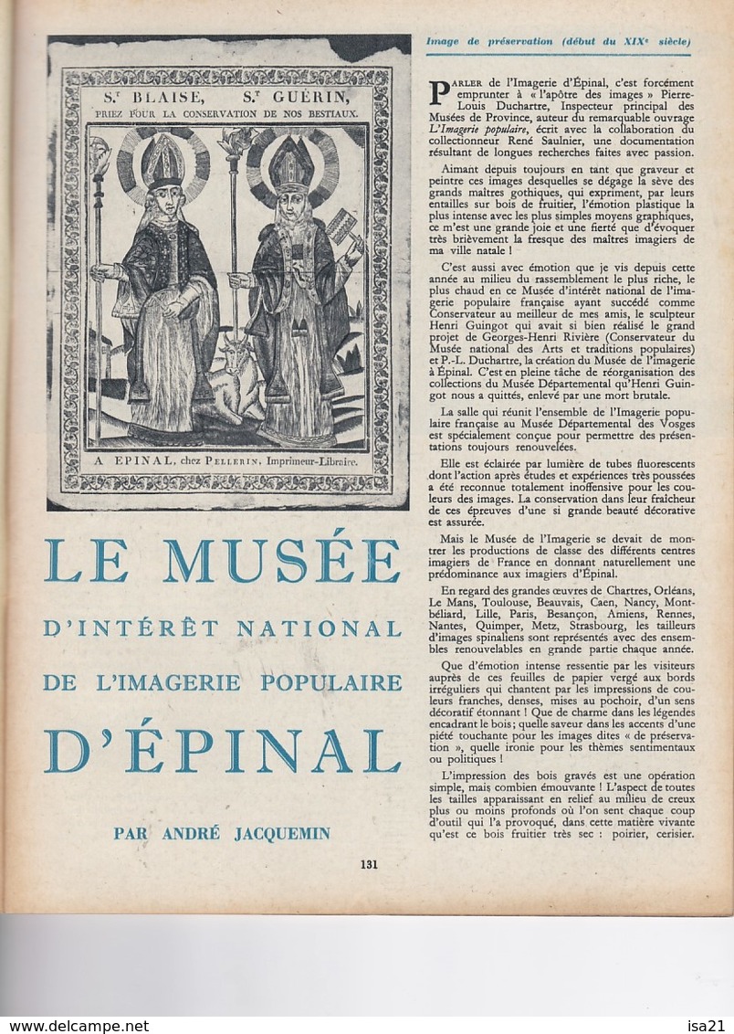 La Revue Du Touring Club 1954 Avril, EPINAL Les Images, Chasse-neige, SOLLIES, Lac De Vassiviere, Sommaire Est Scanné... - Auto/Moto