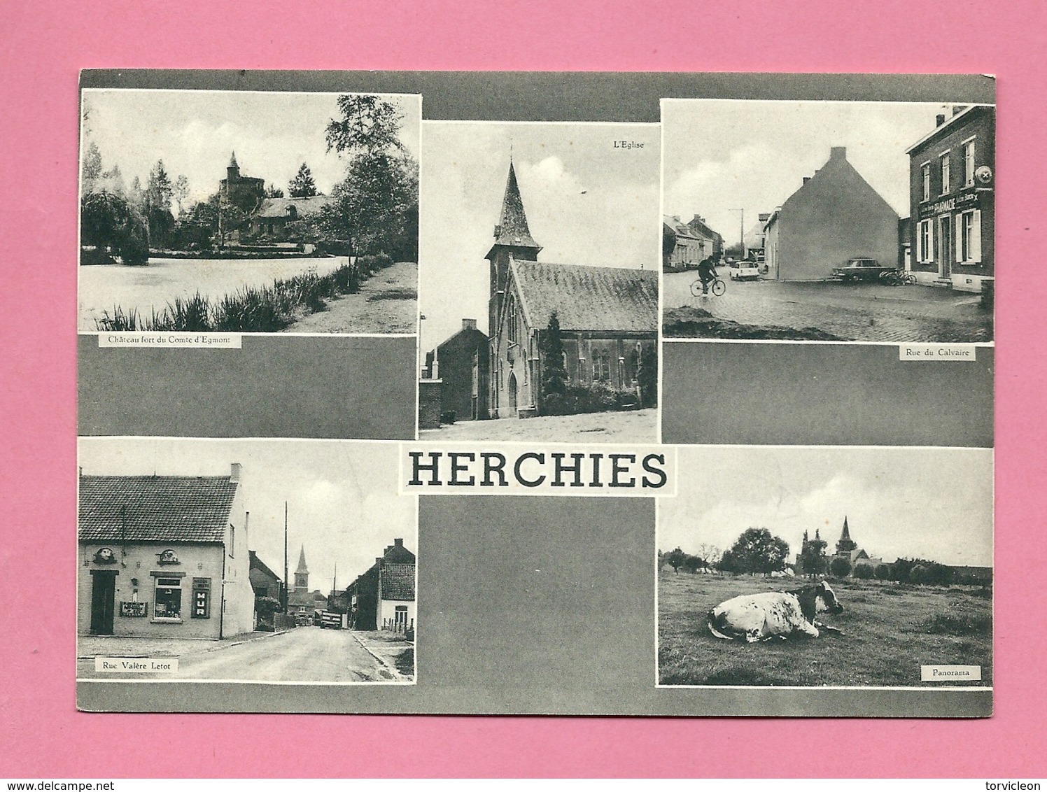 C.P. Herchies = Château Du  Comte  D' Egmont -  Eglise - Rue  Du Calvaire - Rue  Valère  Letot - Panorama - Jurbise