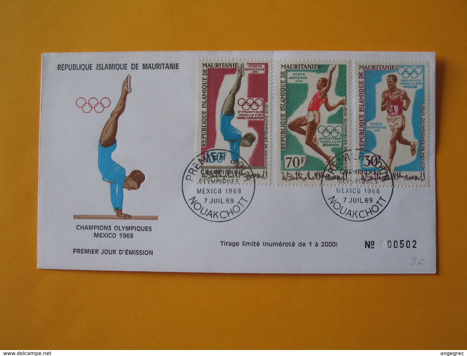 FDC  Mauritanie  1969   Jeux Olympiques Mexico - Ete 1968: Mexico