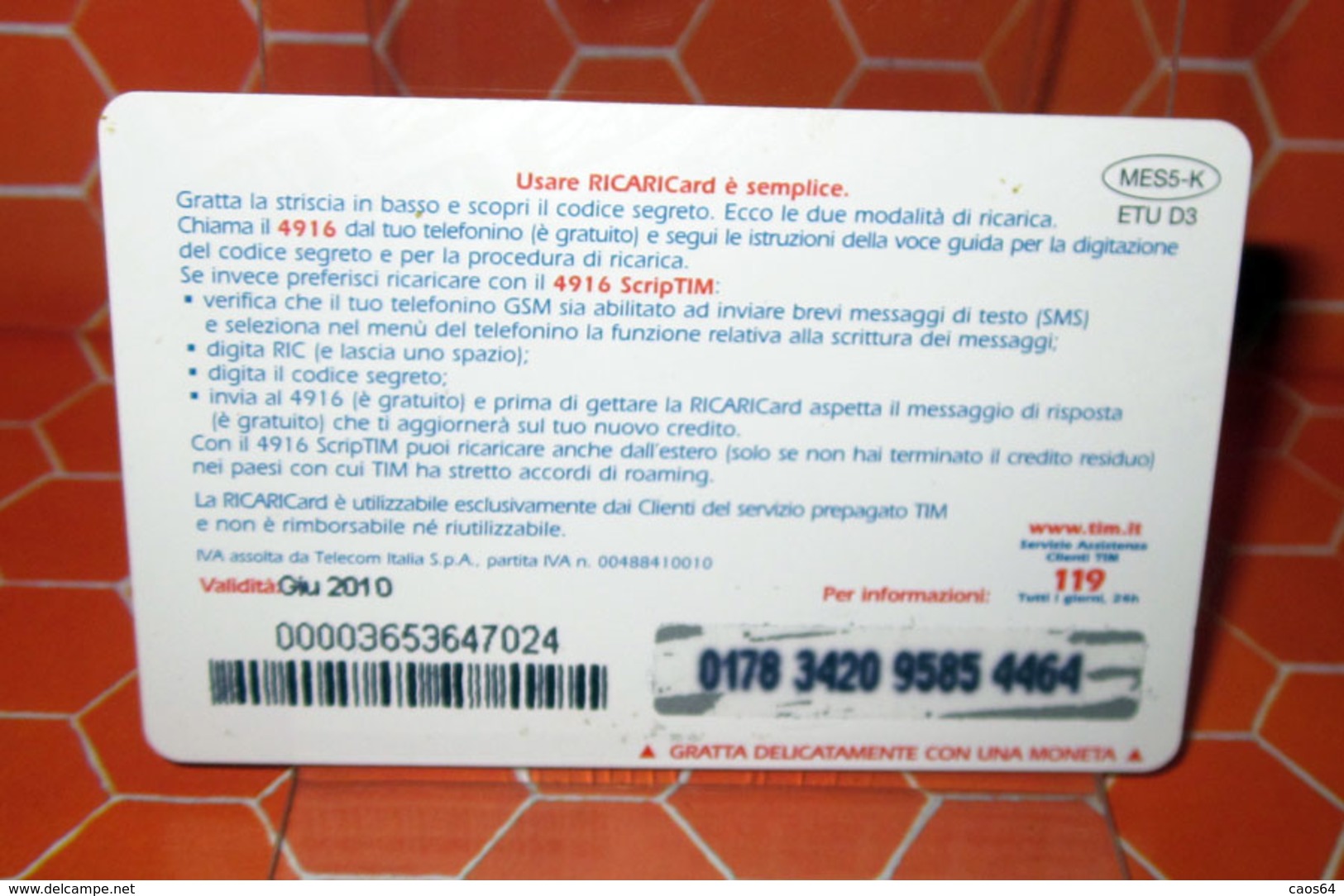 TIM € 5.00  MAXI ESTATE  2010  SCHEDA GSM TELEFONICA PREPAGATA  USED - Schede GSM, Prepagate & Ricariche