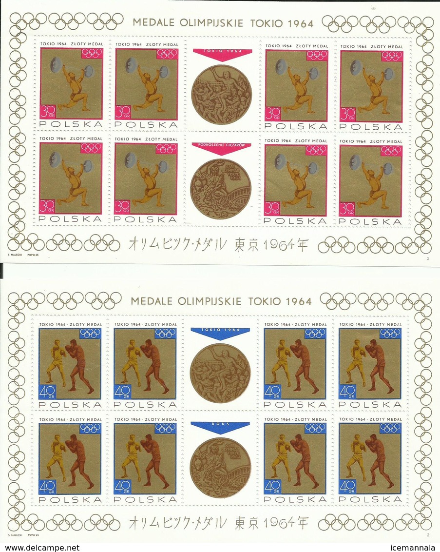 POLONIA  YVERT  1472/79   ( HOJAS BLOQUE FIRMADAS POR ATLETAS)  MNH  ** - Summer 1964: Tokyo