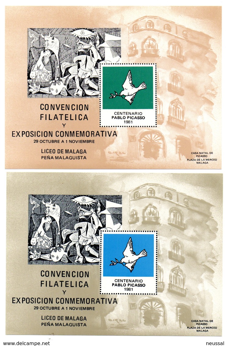 Pareja De Hojas Recuerdo Convencion Filatelica Y Exposicion Commemorativa Pablo Picasso. 1981 - Otros & Sin Clasificación