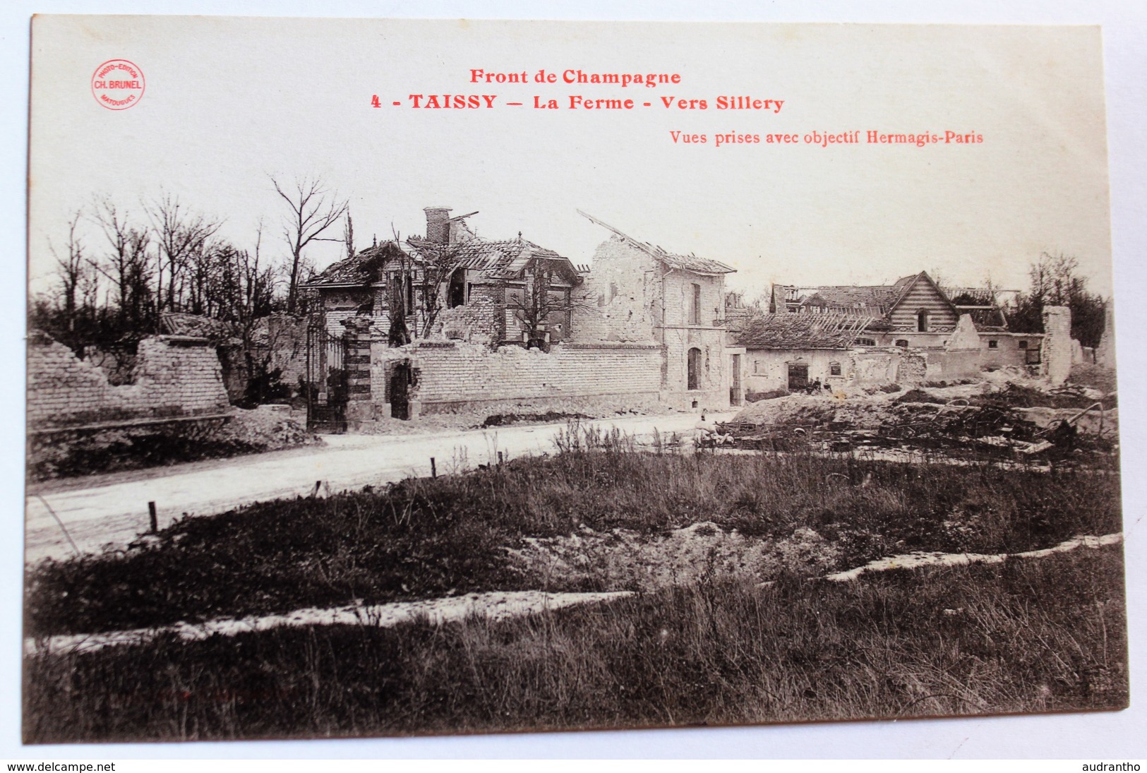 CPA 51 Taissy La Ferme Vers Sillery Le Front En Champagne Guerre 1914 1918 WWI écrite De Cormontreuil - Guerre 1914-18