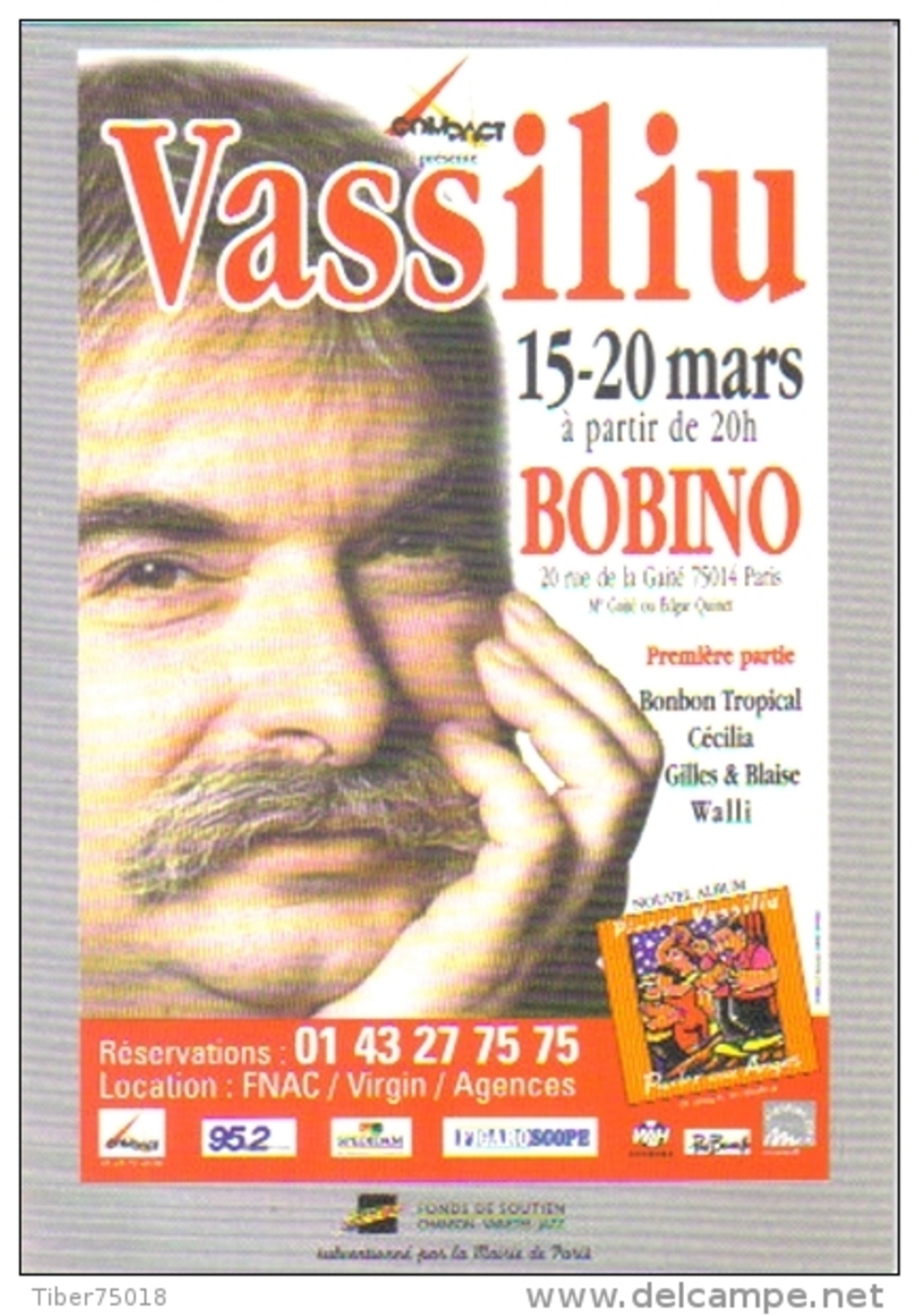 Carte Postale édition "Carte à Pub" - Pierre Vassiliu - Bobino (chanteur, Musicien) - Reclame