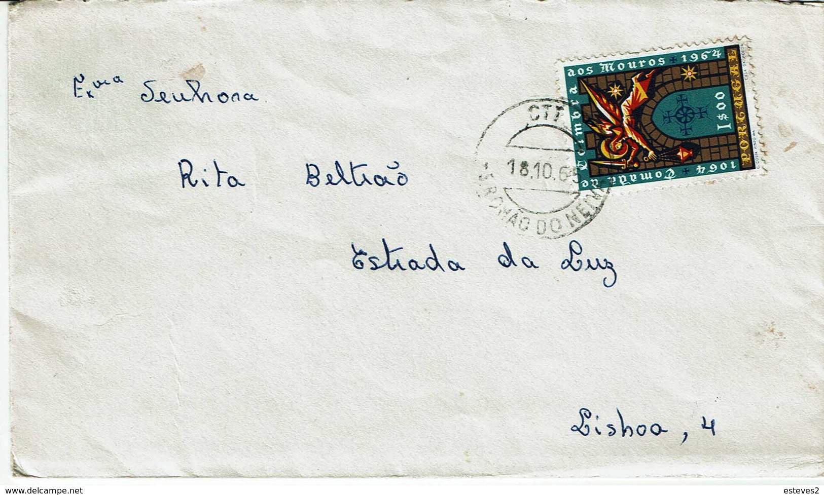 Portugal , 1965 , S. Romão Do Neiva Postmark ,  Tomada De Coimbra Aos Mouros 1$00 Stamp - Marcophilie