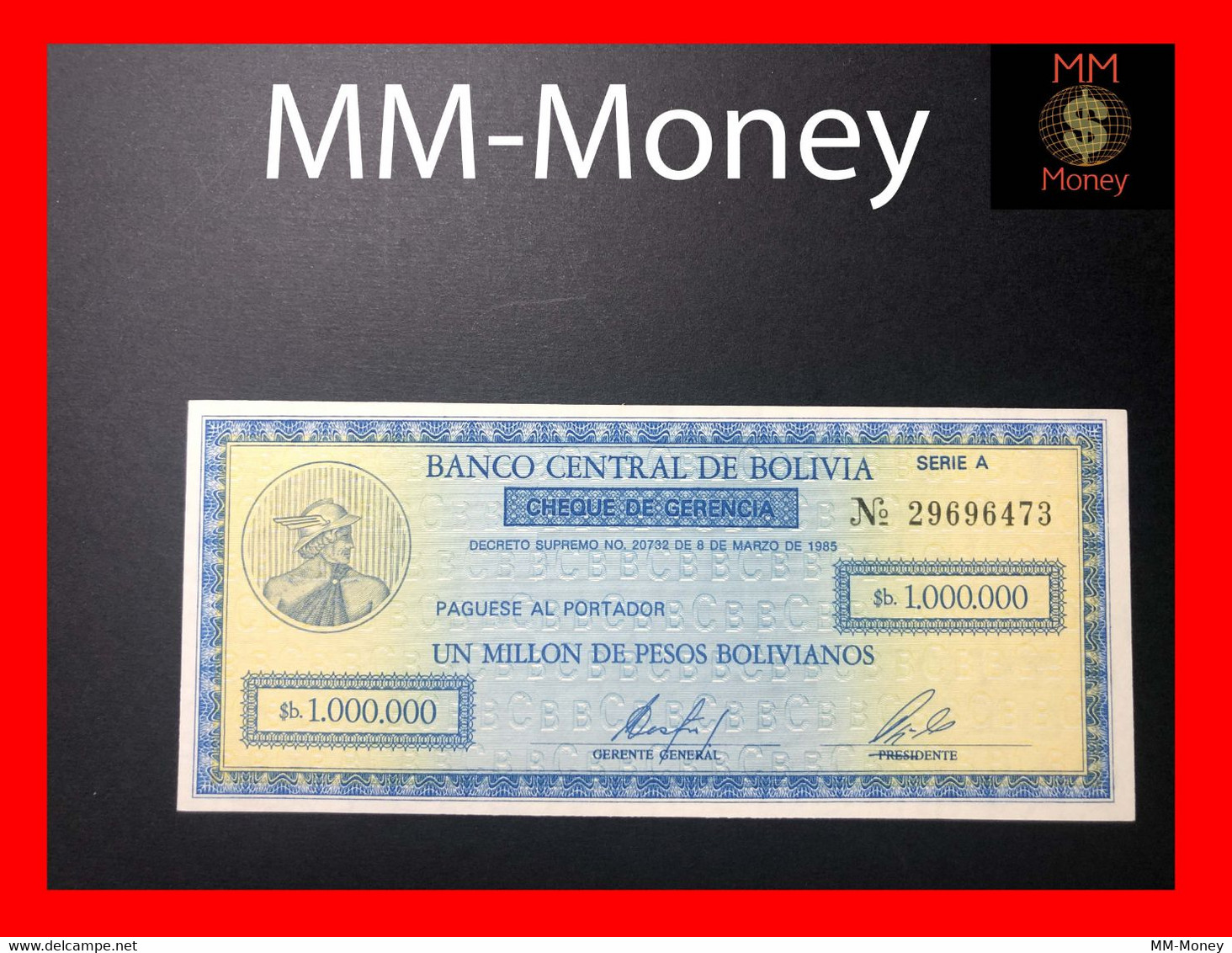 BOLIVIA 1.000.000 1000000 Pesos Bolivianos D. 1985 P. 190  UNC - Bolivie