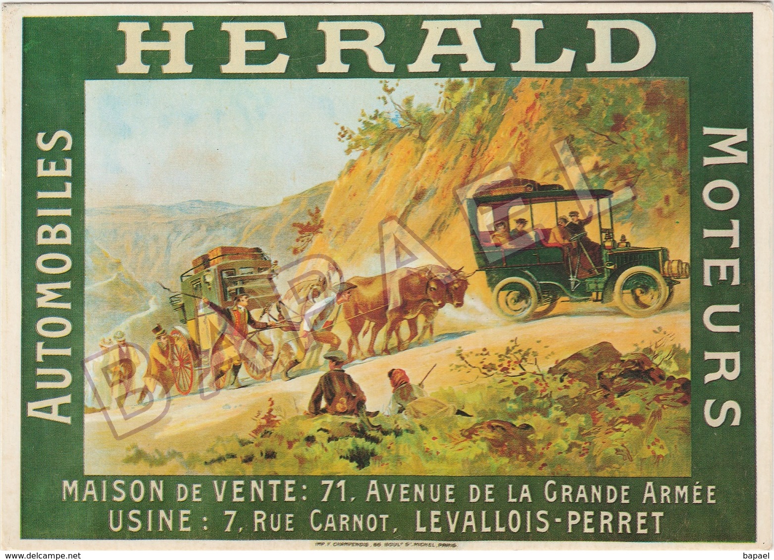 Publicité Sur Carte Postale - Automobiles Herald Moteurs - Advertising