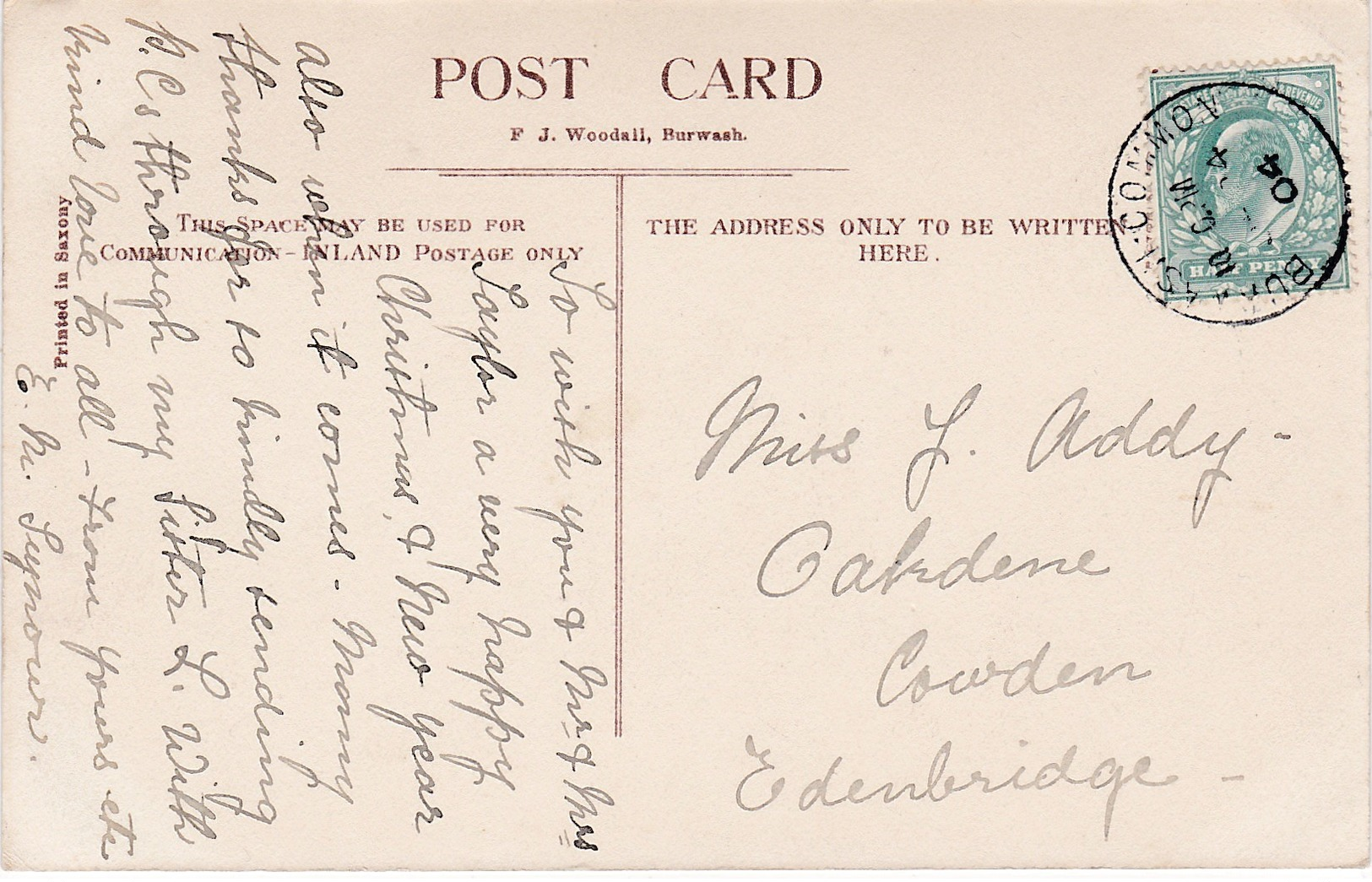 Old Postcard; Burwash Village. Sussex. C1900 - Altri & Non Classificati