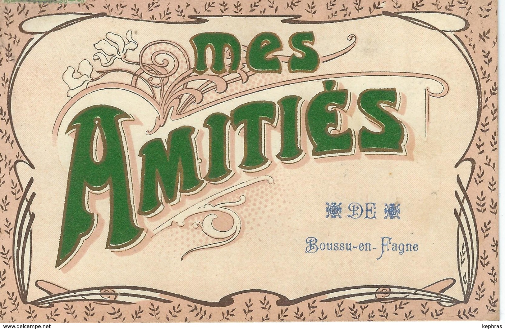 Mes Amitiés De BOUSSU-EN-FAGNE- TRES RARE CPA - Cachet De La Poste 1909 - Couvin