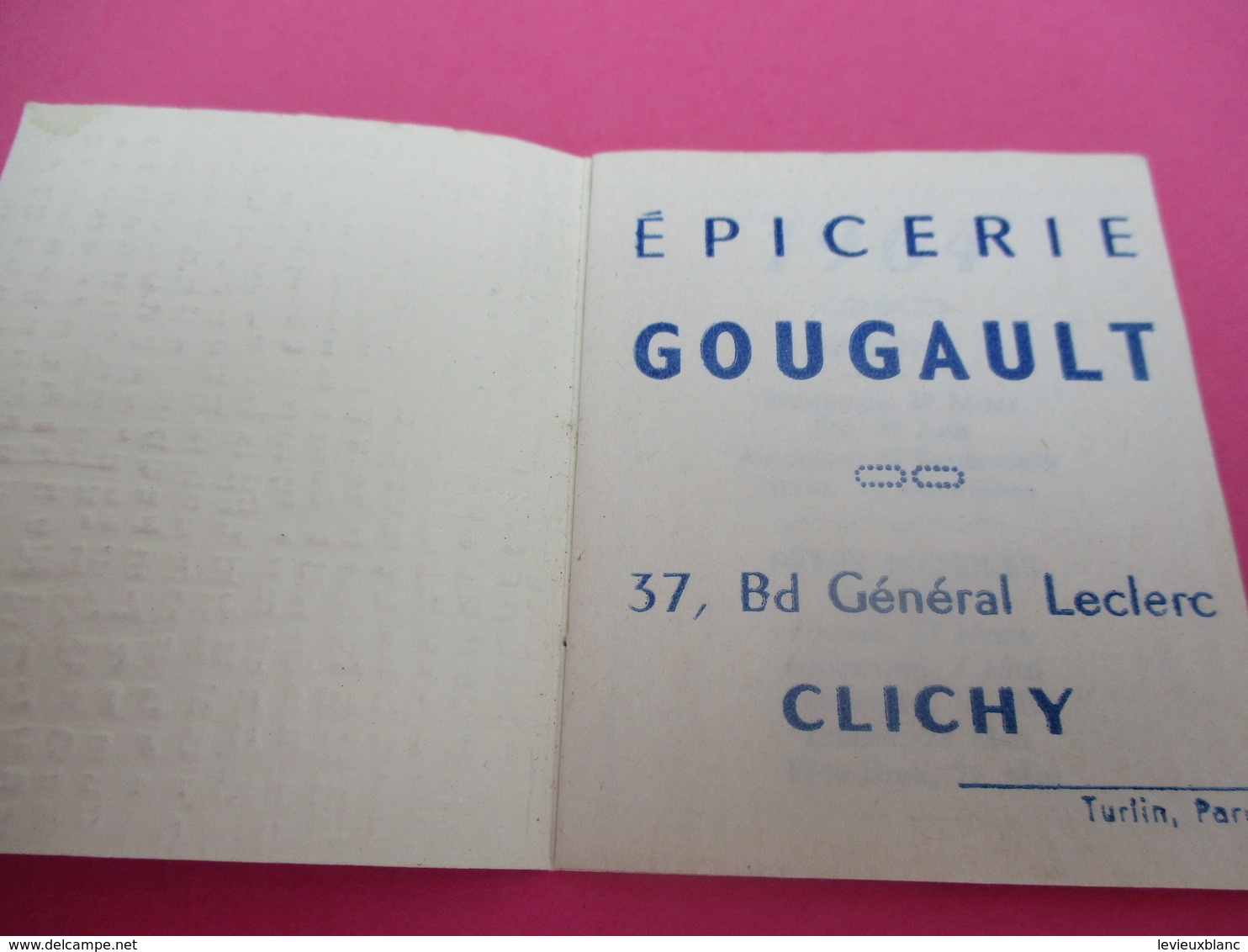 Epicerie/ Petit Calendrier De Poche/Epicerie Gougault/ CLICHY/1964      CAL405 - Small : 1961-70