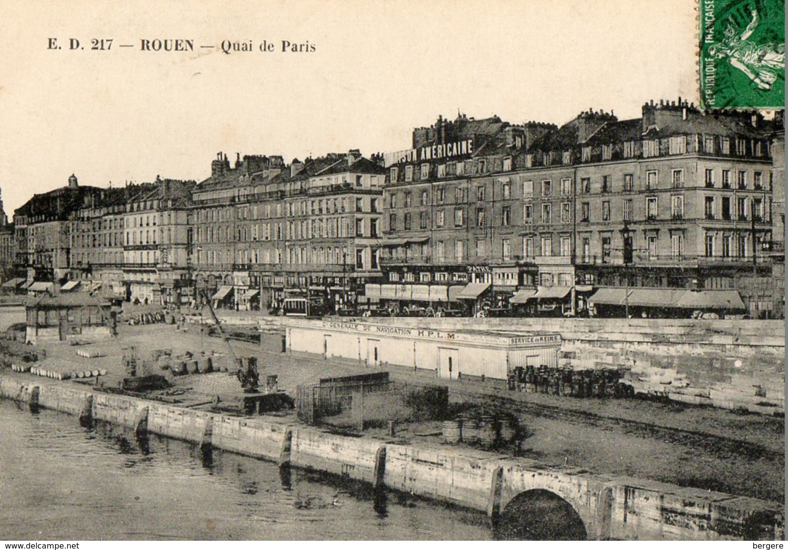 76. CPA. ROUEN. Batiments De La Cie Générale De Navigation H.P.L.M. Service De Reims. 1912. - Houseboats