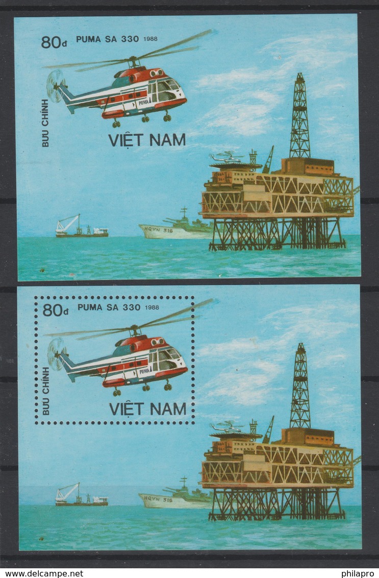 VIETNAM   IMPERF+PERF  AVION / HELICOPTERE  Block  **MNH VF Réf  41 - Helicopters