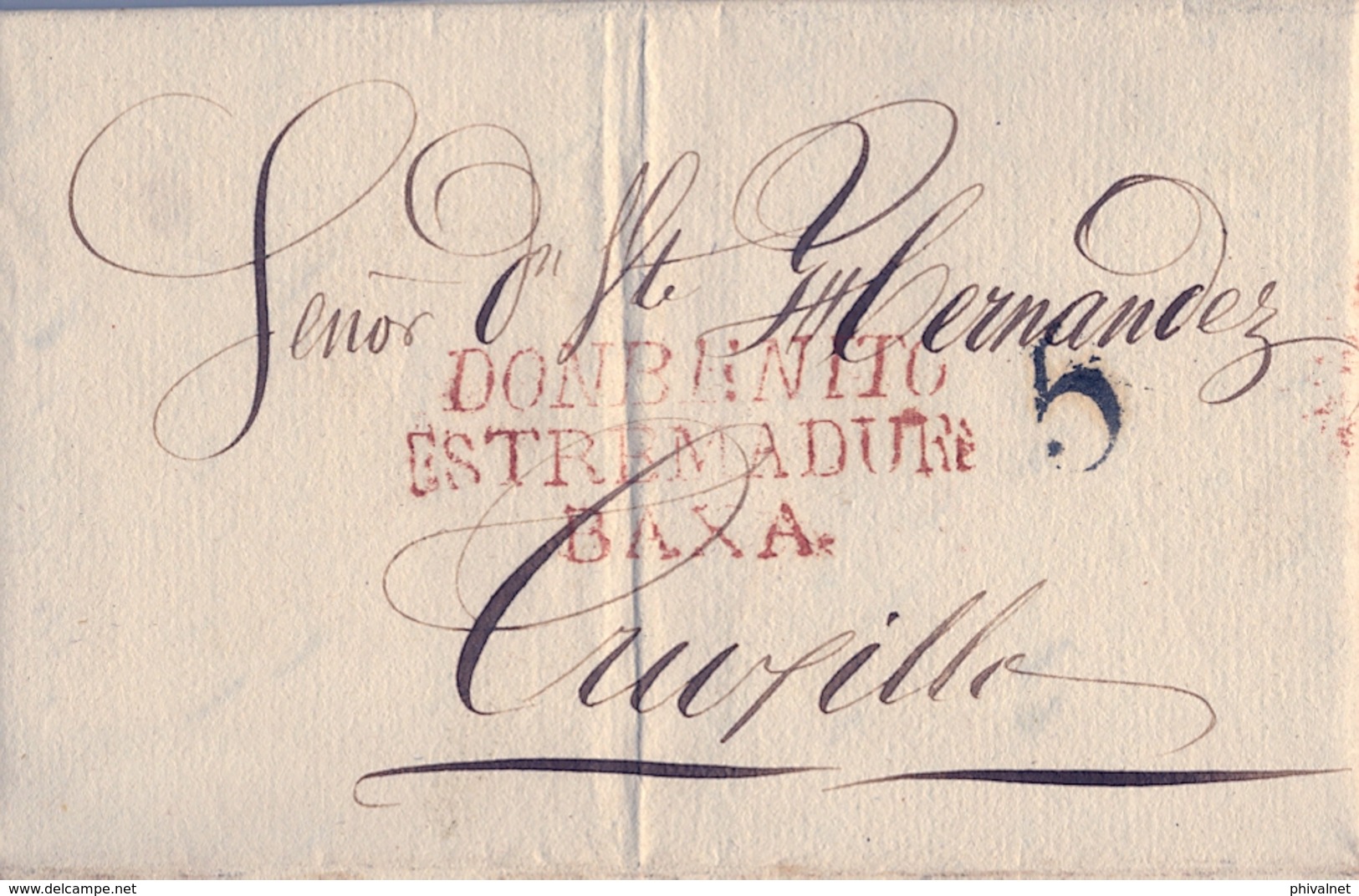 PREFILATELIA , 1842  , CARTA COMPLETA  , BADAJOZ , DON BENITO - TRUJILLO  , T. 3 - ...-1850 Prefilatelia