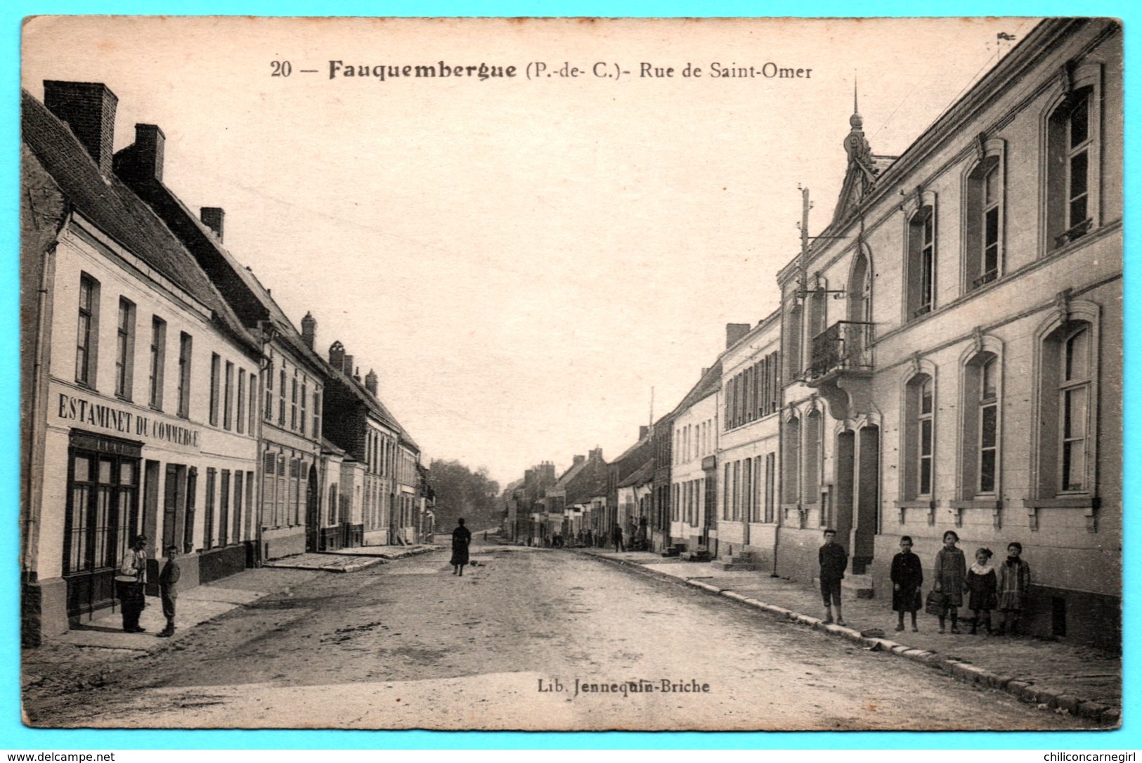 Fauquembergues - Rue De St Saint Omer - Estaminet Du Commerce - Animée - Imp. CATALA FRERES - Lib. JENNEQUIN - Fauquembergues