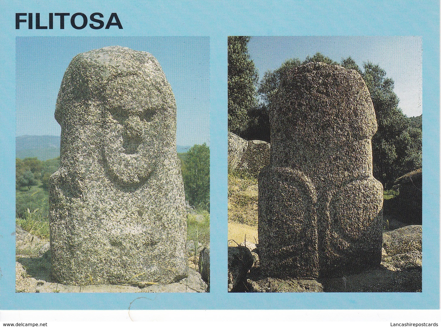 Postcard Menhir Standing Stone Filitosa Corse De Face Et De Dos My Ref  B22977 - Dolmen & Menhirs