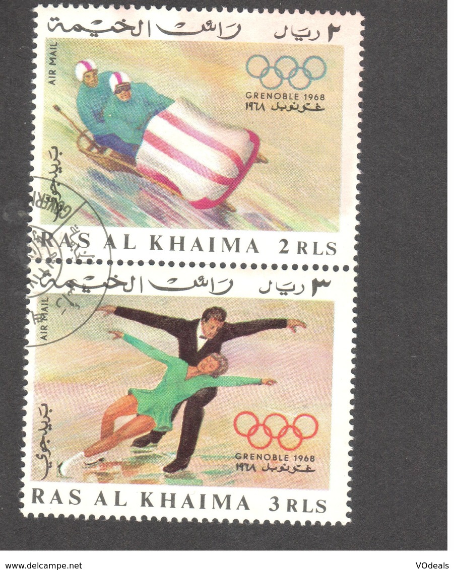 Asie - Emirats Arabes Unis - Ras Al-Khaima - Winter Olympics 1968, Grenoble - Bobsleigh And Figure Skating - Ras Al-Khaima