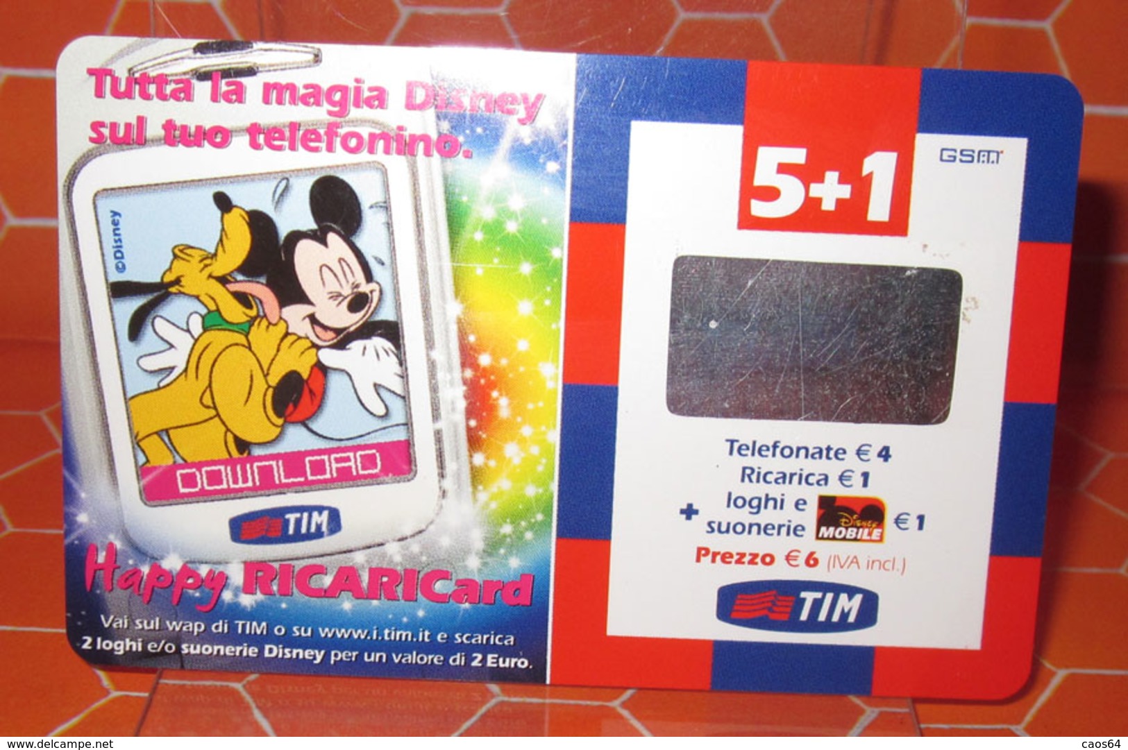 TIM 5 + 1 DISNEY    2005  SCHEDA  TELEFONICA PREPAGATA  USED - GSM-Kaarten, Aanvulling & Voorafbetaald