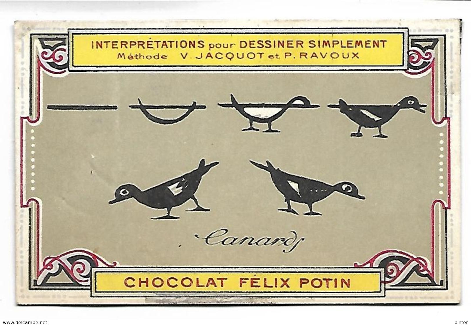 CHROMO - CHOCOLAT FELIX POTIN - Interprétations Pour Dessiner Simplement - Canards - Autres & Non Classés