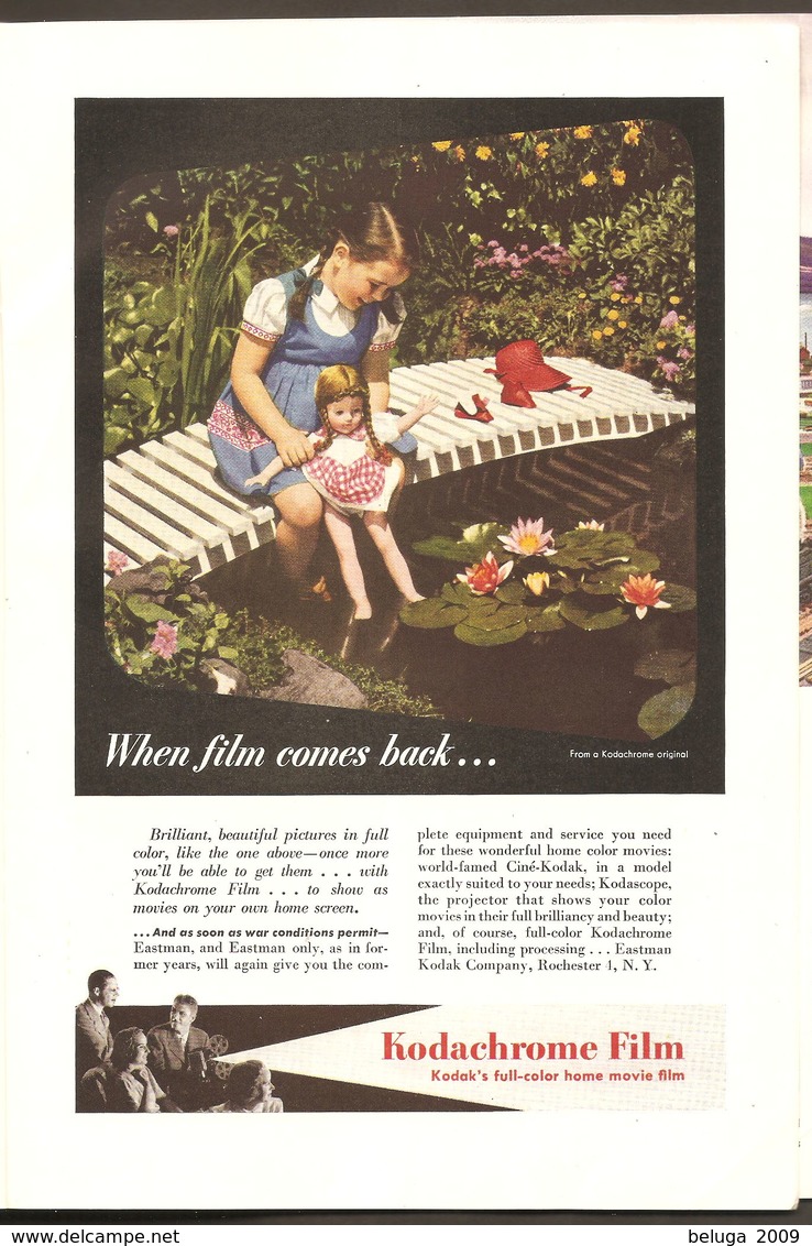 1945 Eastman Kodachrome Film Ad Publicity - Girl Playing With Her Doll - War Time WWII WW2 - Advertising