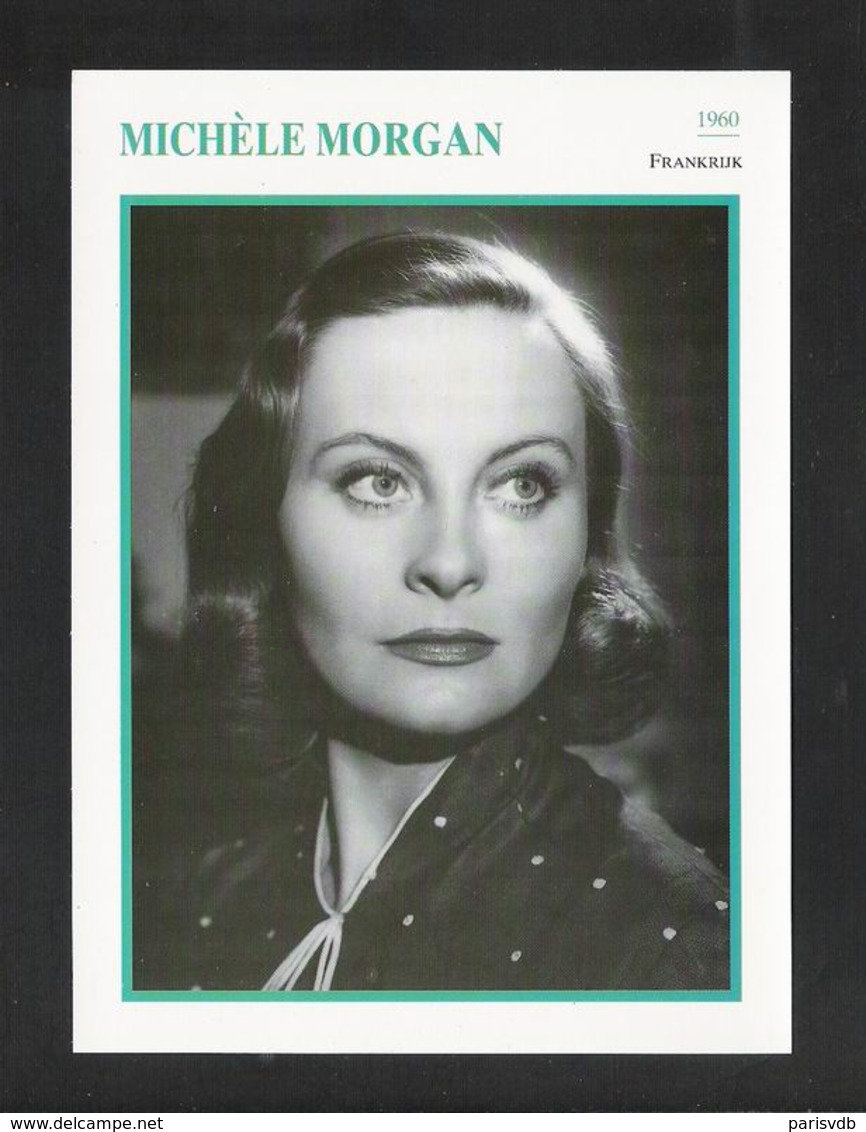 MICHELE MORGAN -  FILMACTRICE - FOTOKAART (18 Cm X 13 Cm) + INFO (5501) - Acteurs