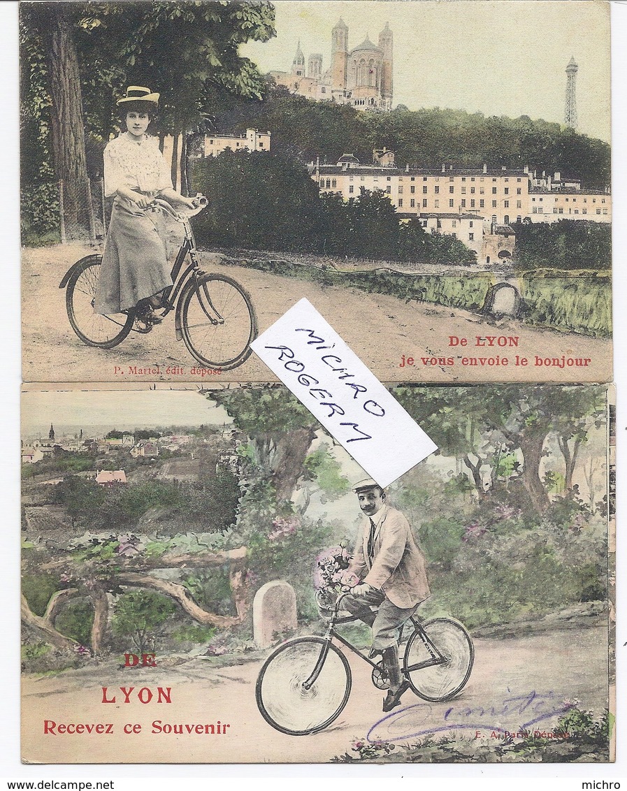 LYON  2 Cartes De SOUVENIR Avec BICYCLETTE - 020918 - Autres & Non Classés