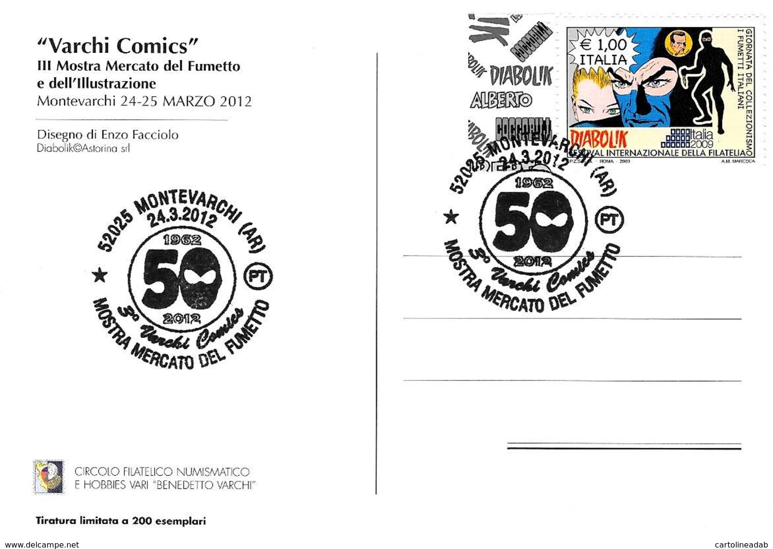 [MD2239] CPM - DIABOLIK - VARCHI COMICS - MONTEVARCHI (AR) - CON ANNULLO 24.3.2012 - NV - Comics
