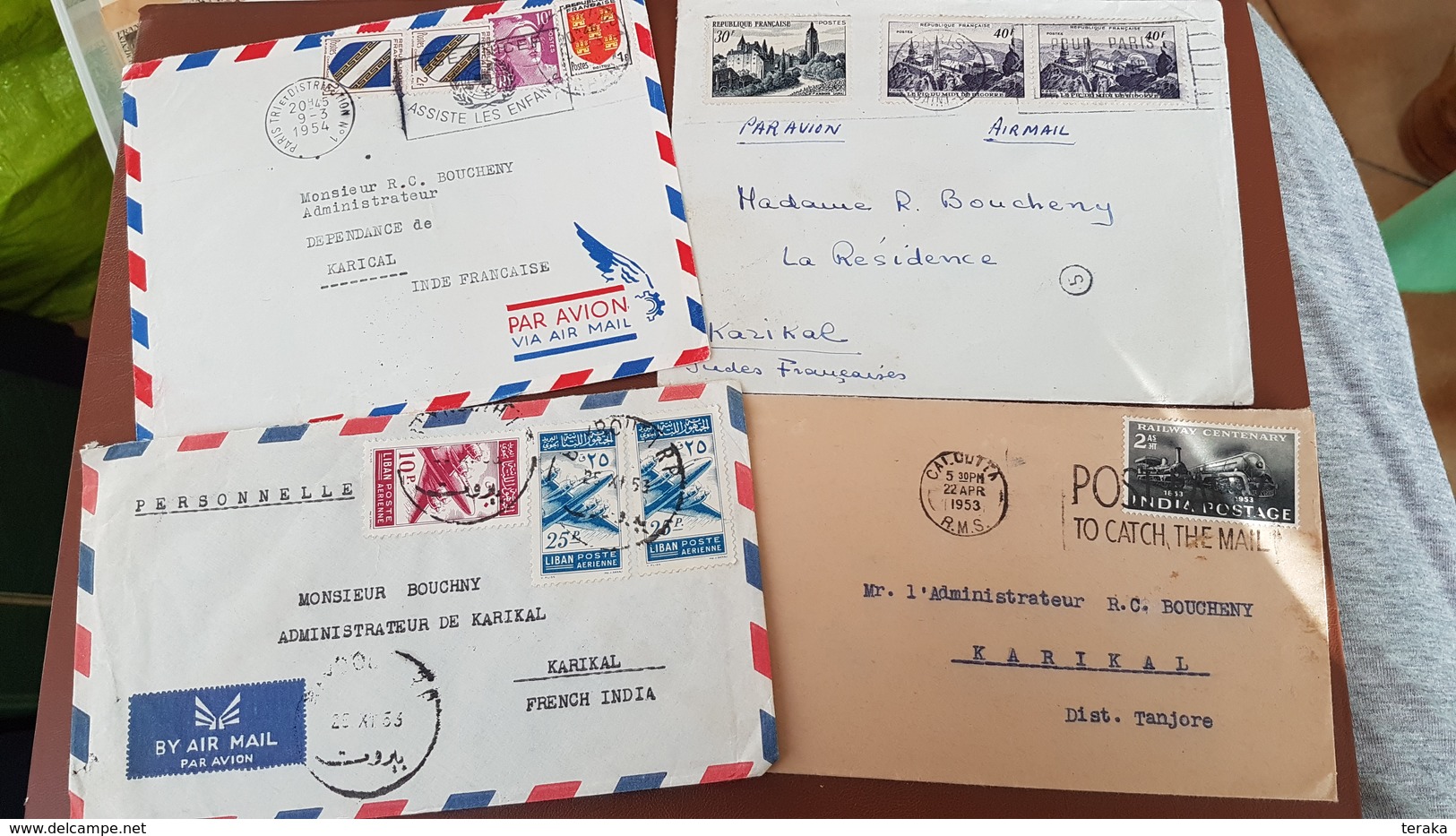 4 Lettre Karikal Inde Française ATTENTION Pas De Paypal - Lettres & Documents