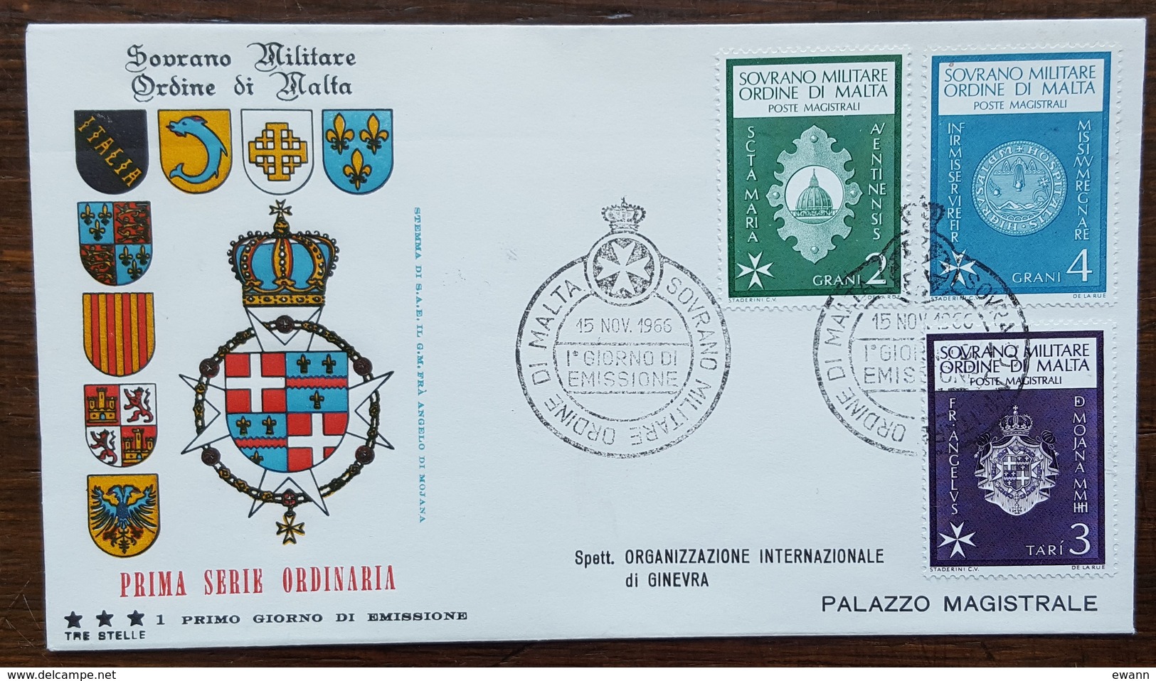 ORDRE DE MALTE - FDC 1966 - YT N°1, 2, 8 - Série Courante - Malte (Ordre De)