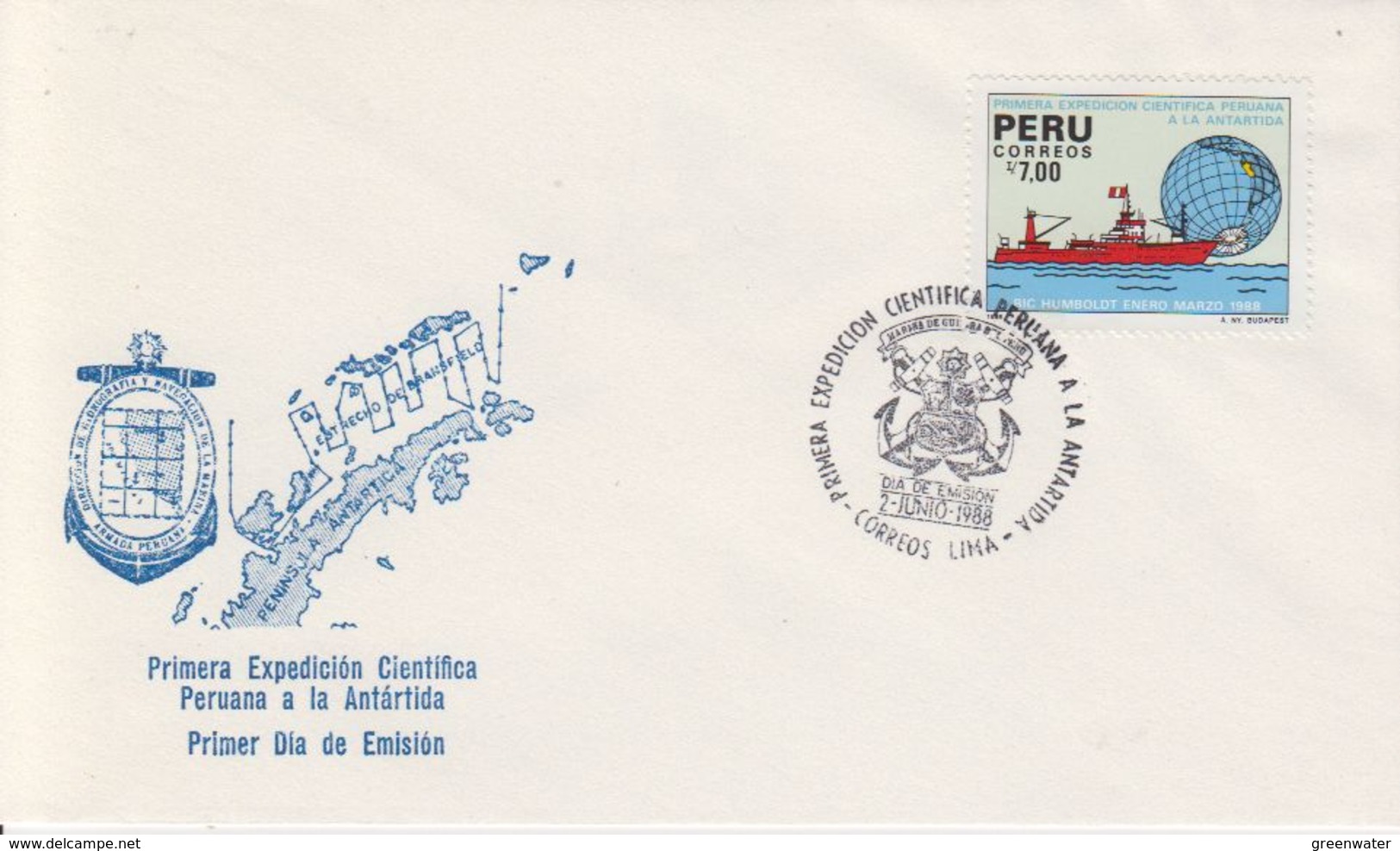 Peru 1988 1st Scientic Expedition In Antarctica 1v FDC (40487) - Peru