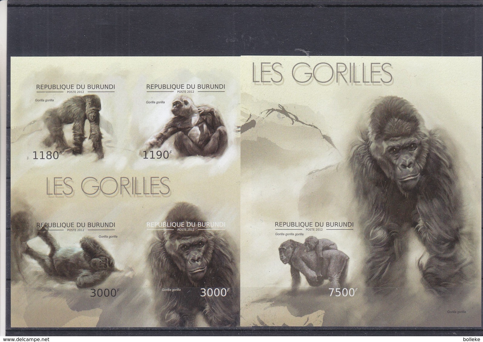 Gorilles - Burundi - COB BF 480 / 81 ** - NON Dentelés - Valeur 71 Euros - Gorilles