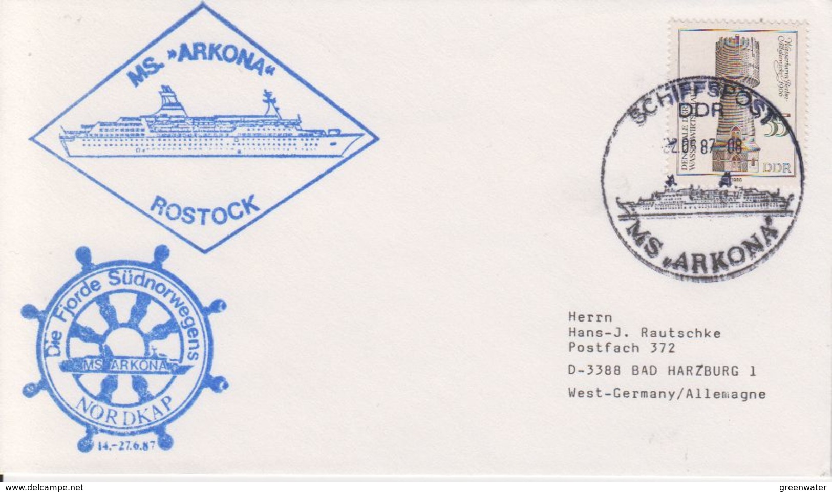 DDR 1987 MS Arkona Cover (40491) - Poolshepen & Ijsbrekers