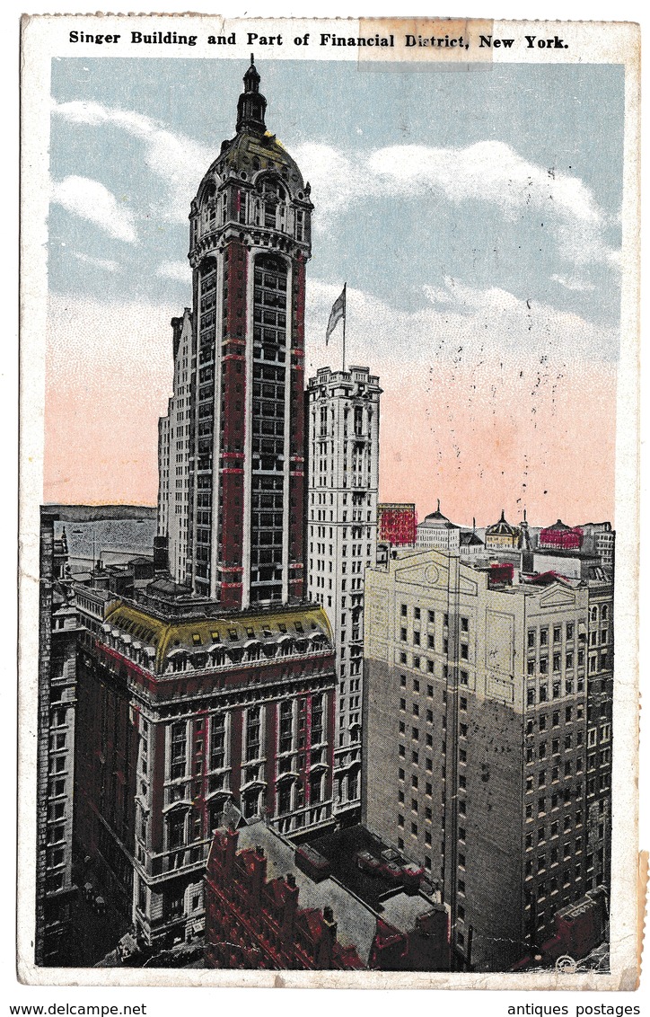 Carte Postale 1927 Singer Building Part Of Financial District New York Grandgent Wien Austria Österreich - Covers & Documents