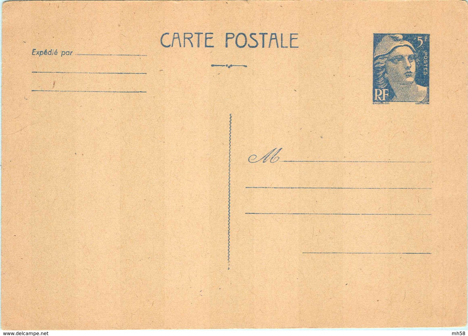 Entier FRANCE - Carte Carton Brouillé Neuf - 5f Gandon Bleu - Cartes Postales Types Et TSC (avant 1995)