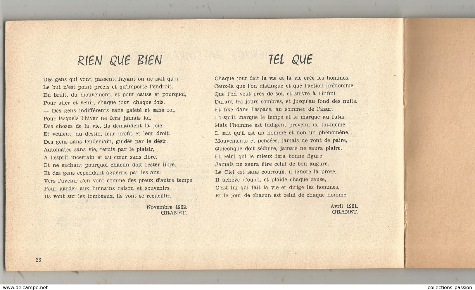 Poésie, Amour , Sang Et Eau ,suite De Plaies Et Bosses ,Granet Joseph Cuisinier-poête,frais Fr 2.95 E - French Authors