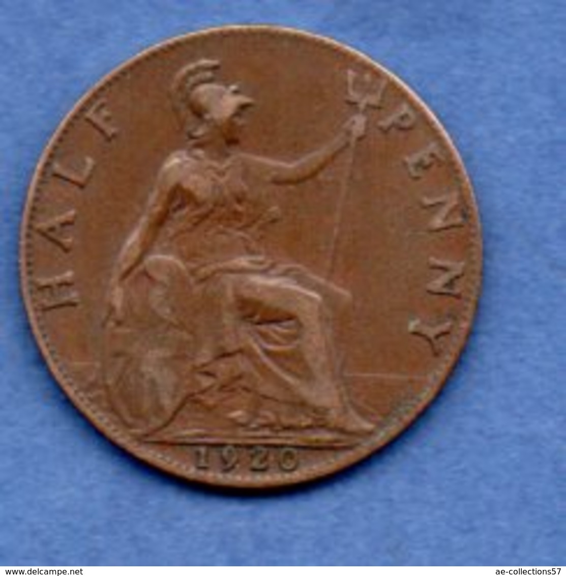 Grande Bretagne  --  1/2 Penny 1920  -  Km # 809  -  état  TTB - C. 1/2 Penny