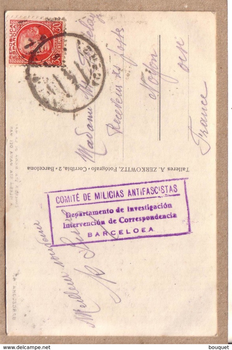 ESPAGNE - BARCELONE - GUERRE CIVILE , CENSURE COMITE DE MILICIAS ANTIFASCISTAS BARCELOEA 1936 - éditeur Zerkowitcz - Barcelona