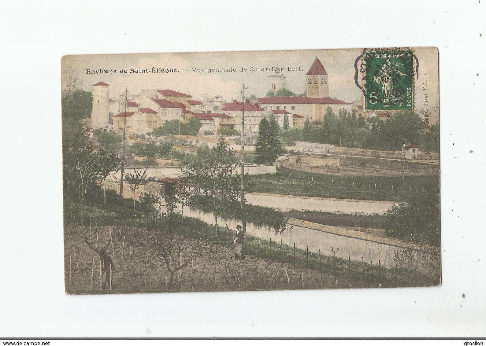 SAINT RAMBERT SUR LOIRE (SAINT JUST SAINT RAMBERT LOIRE) VUE GENERALE PANORAMIQUE AVEC TOUR ET EGLISE 1907 - Saint Just Saint Rambert