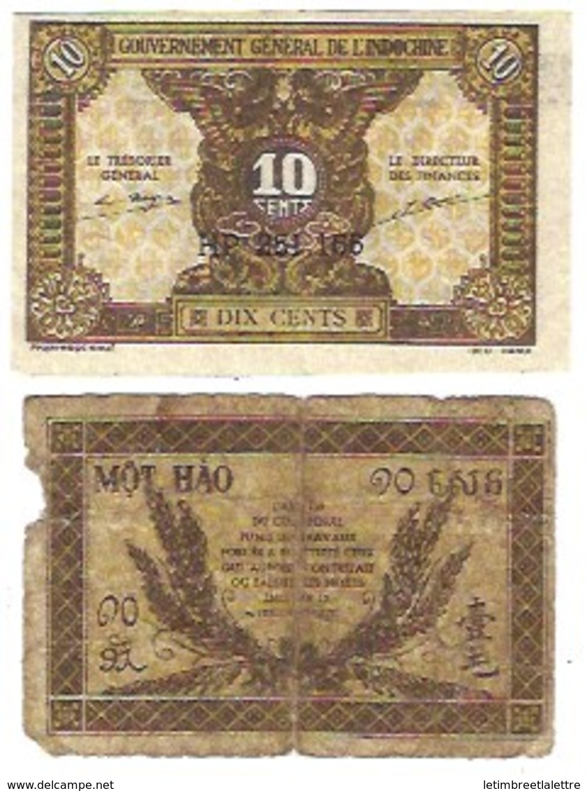 Lot De 2 Billets De Nécessité D' Indochine - Indochina