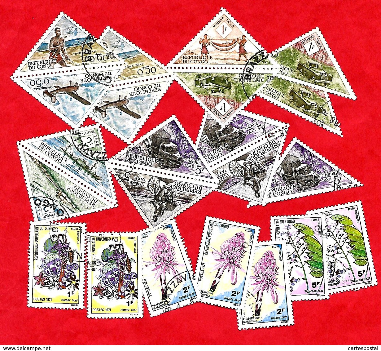 3214  --  REPUBLIQUE  POPULAIRE  DU  CONGO  -- POSTE  TAXE -  Lot  De  Timbres  Oblitérés - Collections