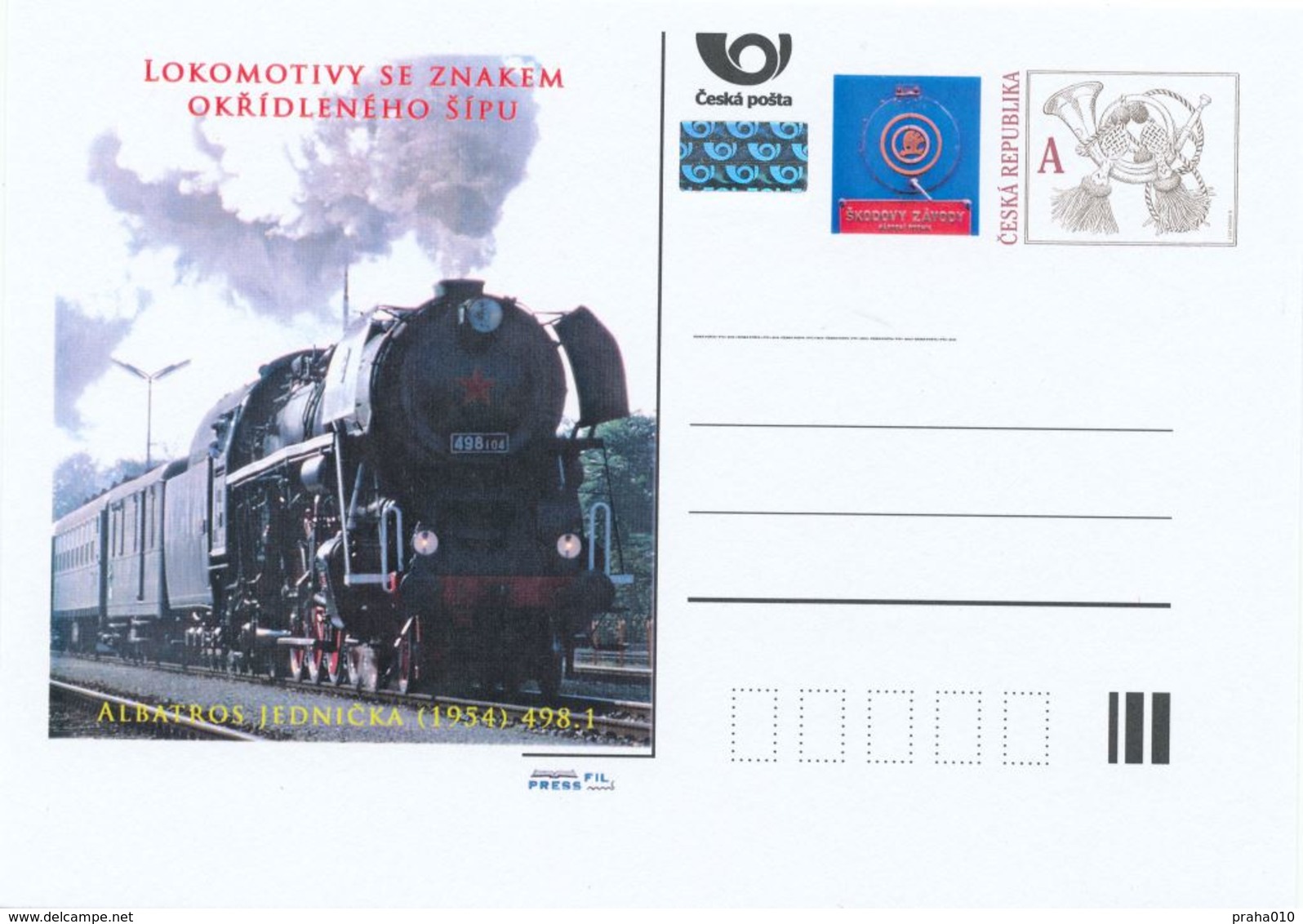 Rep. Ceca / Cart. Postali (Pre2013/24) Locomotive A Vapore SKODA 1945-58 (5) Albatros Jednicka (1954) 498.1 - Fabbriche E Imprese