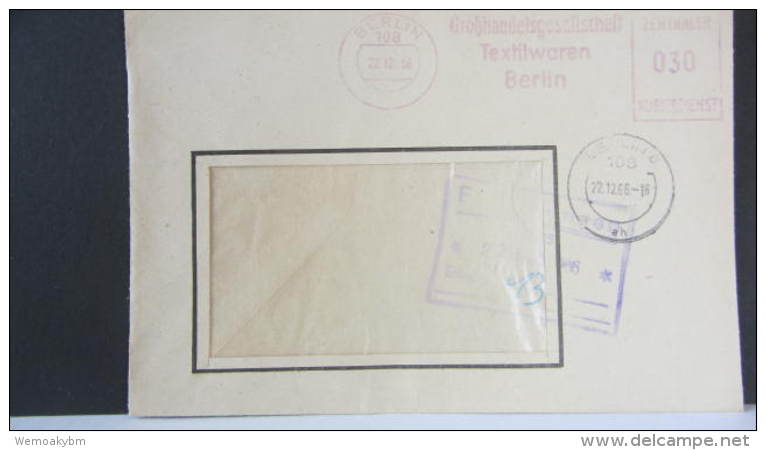 Dienst/ZKD: Brief Mit 030 Pf Viol. ZKD-AFS Stempel Francotyp C, Ziffer Gotisch Mit PLZ 108 Berlin 22.12.66  Knr: AFS - Autres & Non Classés