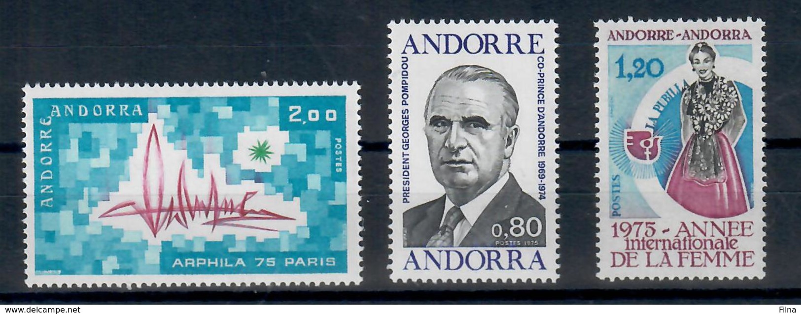 ANDORRA FR. -  1975 - ALCUNI VALORI DEL PERIODO. - MNH** - Nuovi