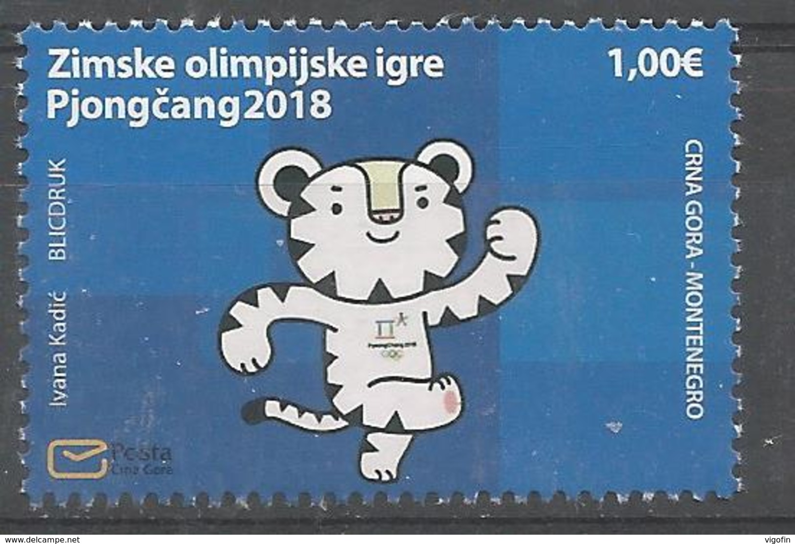 CG 2018-421 OLY PYONGYANG, CRNA GORA MONTENEGRO, 1 X 1v, MNH - Montenegro