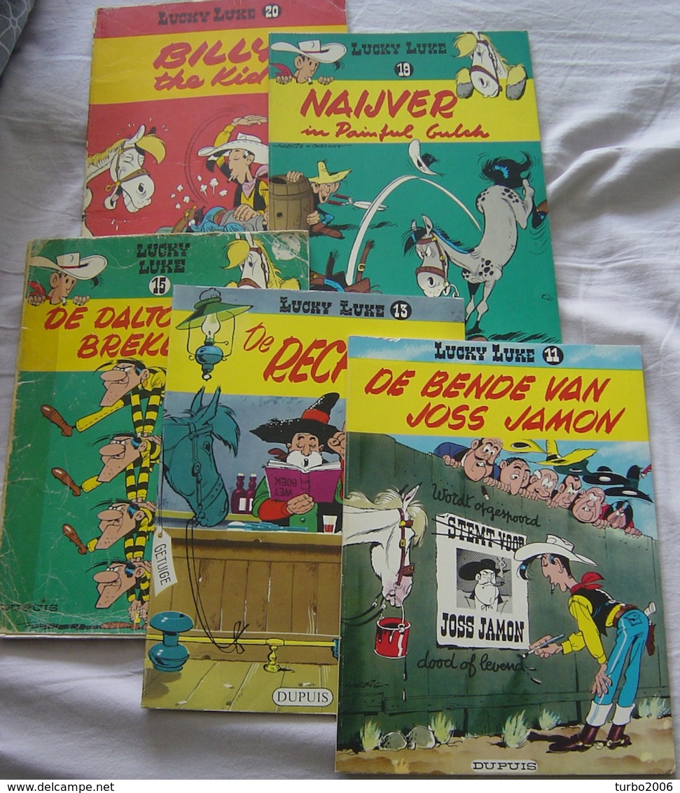 LUCKY LUKE Stripboeken 5 Verschillende Delen : 11-13-15-19-20 Zie Scans Voor- En Achterzijde ! - Lucky Luke